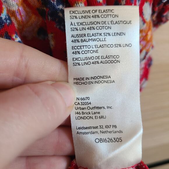 Free People Ruffles Up Shirt Women L Floral Linen Blend Crop Flutter Sleeve Boho - Picture 9 of 11